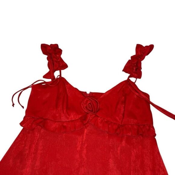Wild Fable NWT red rosette mini babydoll holiday dress size M - Picture 9 of 14